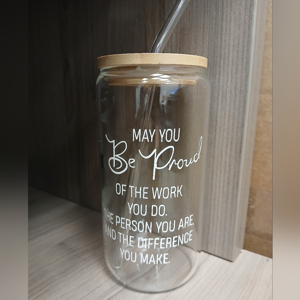 🆕️🤯 2/$15 Glass Jar with Bamboo Lid, Straw, Cleaner - Giftable!